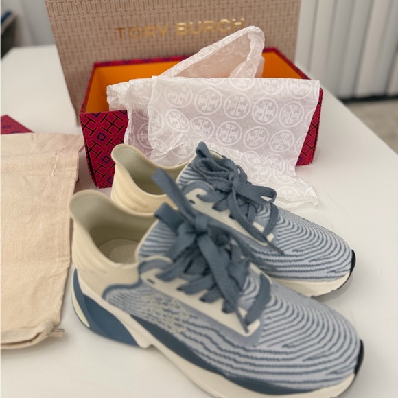 Tory Burch Light Blue and Cream Sneakers - Picture 4 of 6